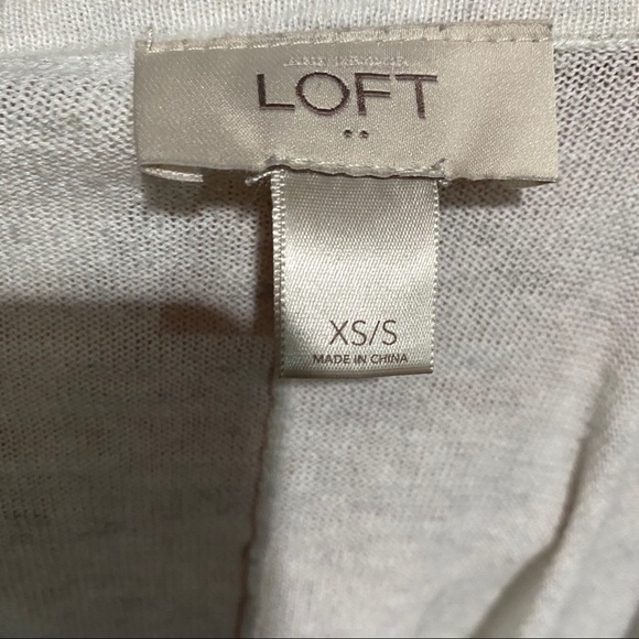 Loft Heather White Gray Cardigan Open Front - Picture 4 of 4